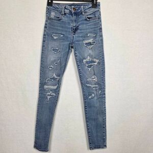 American Eagle Hi-Rise Jegging Crop Distressed 0 Regular